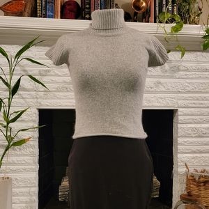Grey Angora Short Sleeve Turtle Neck